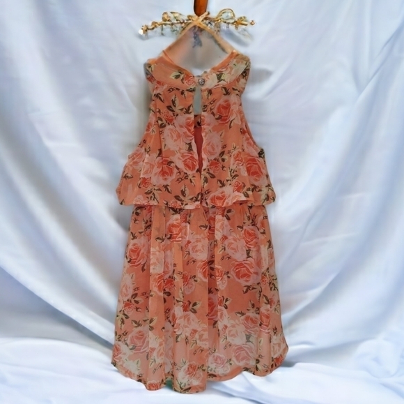 Nicole Miller Peach Floral Sleeveless Romper/Dress - Size 2T - Picture 4 of 5